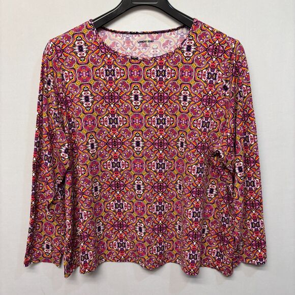 Lands' End Women Long Sleeve Rash-Guard Swim Shirt Top 2X Floral Nylon C025 -15 - Picture 15 of 16
